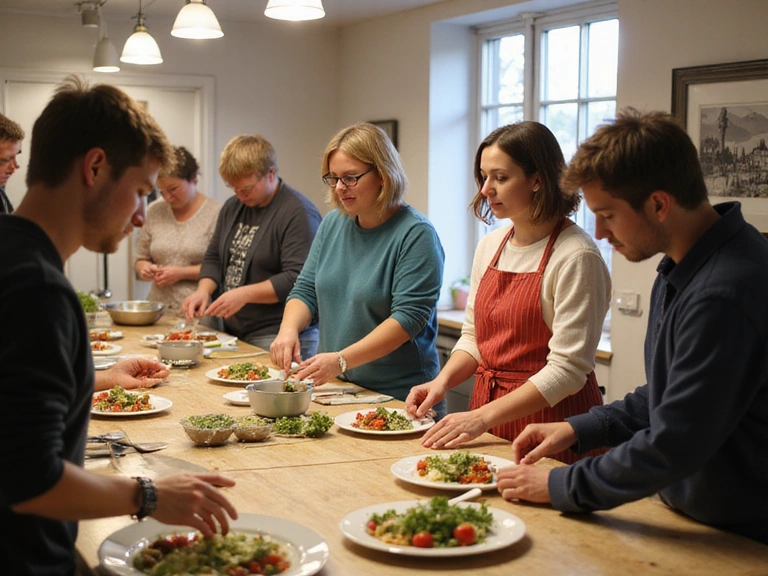 Ομάδα ανθρώπων σε σεμινάριο μαγειρικής ή διατροφής